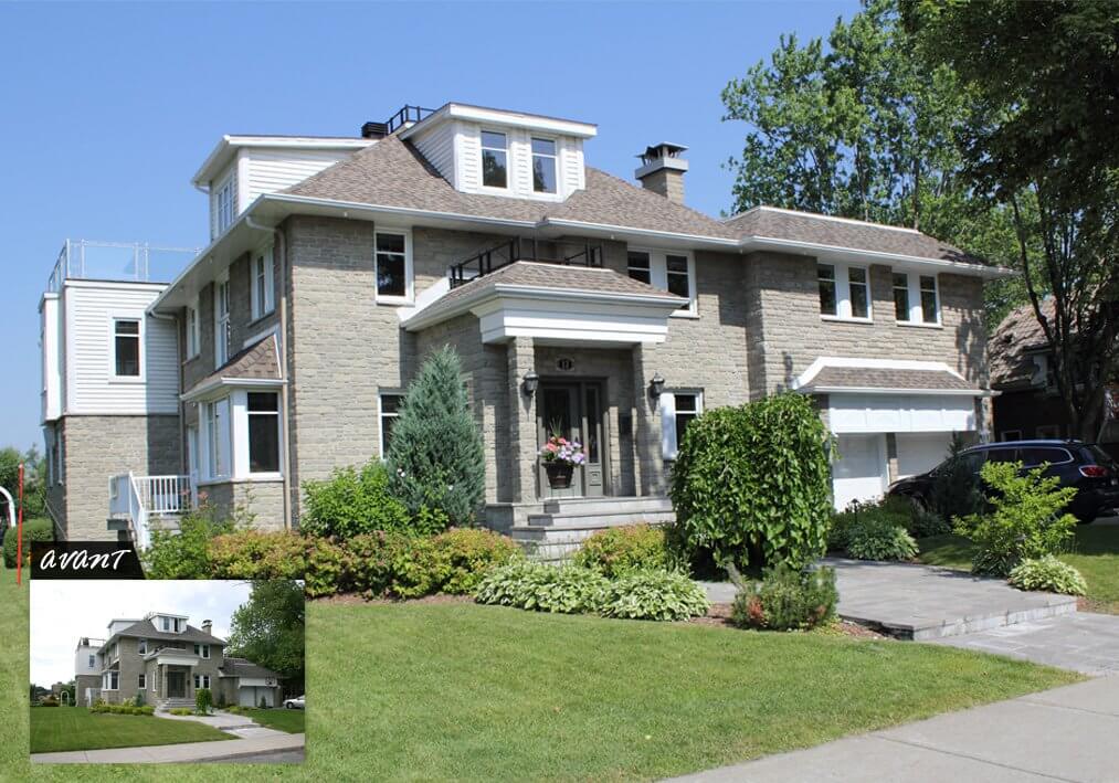 Ajout d'un demi-étage au-dessus du garage sur une maison de luxe dans le quartier Ahuntsic.