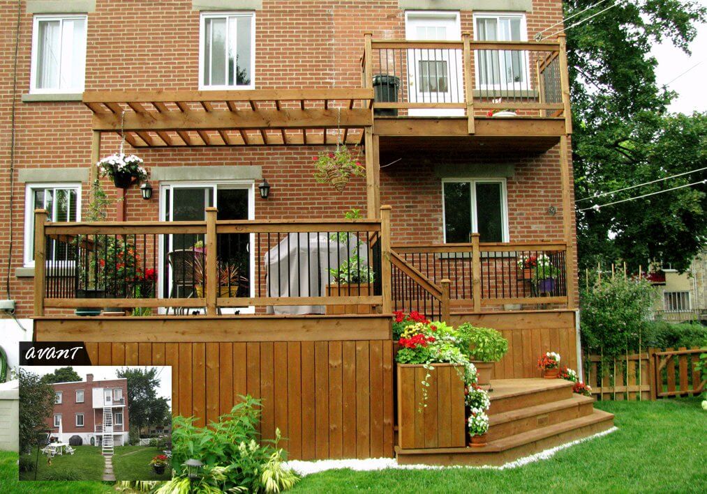 Détail de construction de terrasse extérieure - Image avant et après - Dollard-Des-Ormeaux